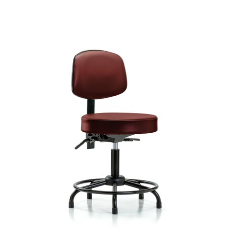 Blue Ridge Ergonomics Vinyl Stool, Back, Desk, Round Tube Base, Glides, Taupe BR-VDHST-RT-T0-RG-8815