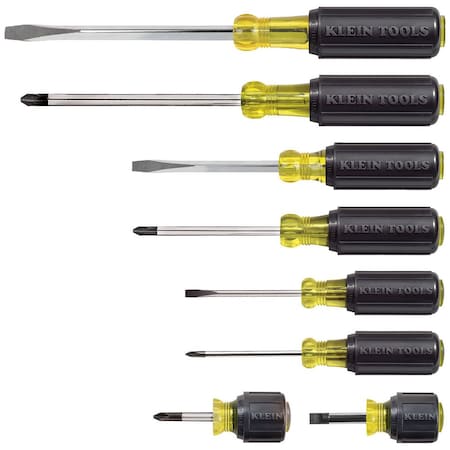 Klein Tools Screwdriver Set, General Purpose, Multi-Application, Ergonomic Grip, Black/Yellow, 8-Piece 85078