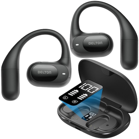 Delton Open-Ear Bluetooth Earbuds/Headphone with Charging Case, Black DHBO104 O104