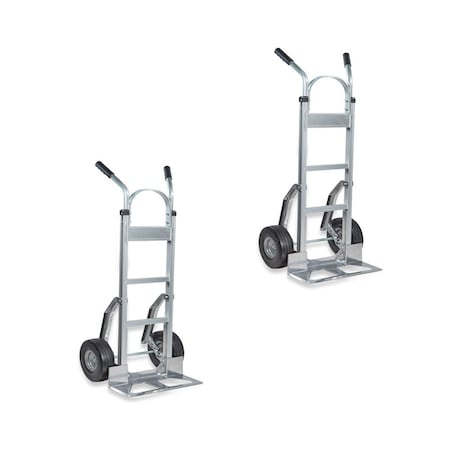 Mytee Products Aluminum Hand Truck Dolly w/ Dual Handle and 10 in Caster Wheels - 600lbs, 2PK HT-AL-301x2
