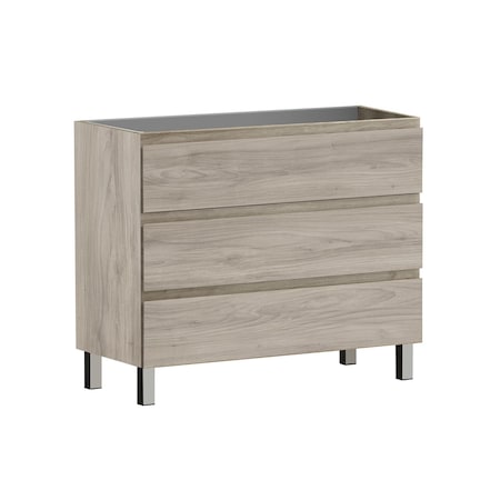 Homeroots 40" Natural Wood Freestanding Bathroom Vanity With White Sink And Three Drawers 624159