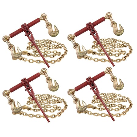 Mytee Products 3/8 - 1/2inTow Chain Ratchet Binder eXtreme 4 & 3/8in x 12ft G70 Transport Chains 3812CHRBXx4