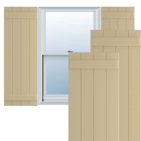 Ekena Millwork True Fit PVC, Four Board Joined Board-n-Batten Shutters, Natural Twine, 21 1/2W x 74H, PR TFP101BBF21X074NT