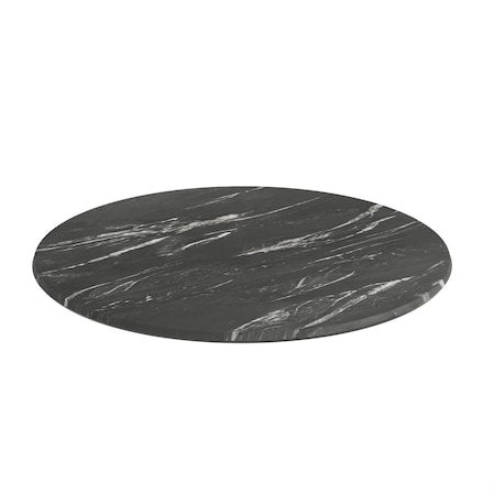 Flash Furniture Commercial 31.25" Round HPL Wrapped All-Weather Tabletop in Black Faux Marble ST-RD800C-1-M-3A-M-BLK-MAR-GG