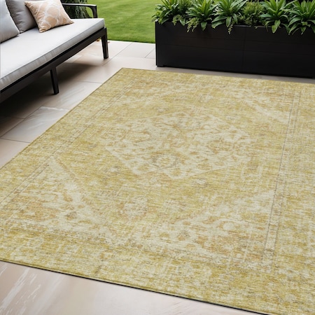 Homeroots 5' X 8' Gold Tan And Beige Oriental Washable Indoor Outdoor Area Rug 603810
