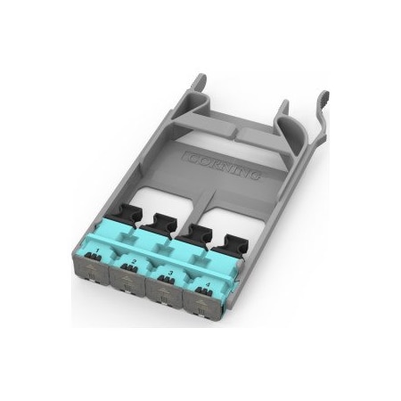 Corning EDGE8 Adapter Panels, MTP32F, RPS, 4 port panel with 4 aqua adapters EDGE8-CP32-V3