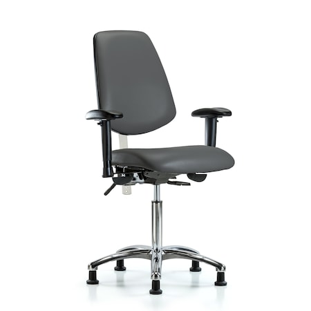 Blue Ridge Ergonomics Vinyl Clean Room Chair, Adjustable Arms BR-NCR-VMBCH-MB-CR-T1-A1-NF-RG-8823