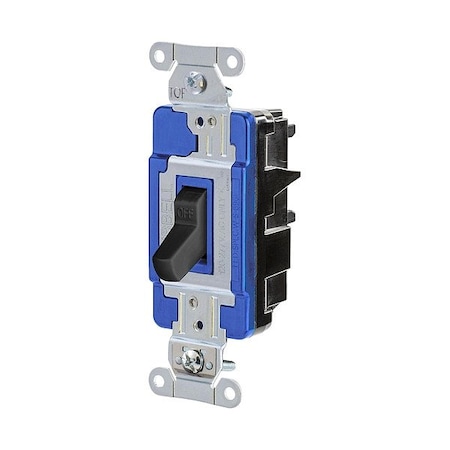 Hubbell Wall Switch, 1/2 hp, Toggle, 15 A, Black HBL1203STBK