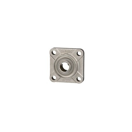 Ntn 4 Holes, Square Housing, 4 Bolt Flange Bearing, Radial Ball, 1 in Dia, Stainless Steel, Set Screw SUCF205-16