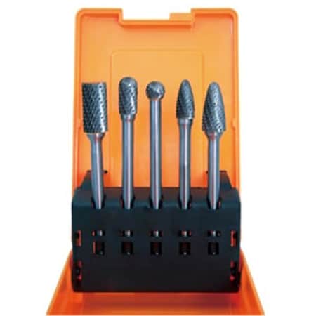 Pinpoint Astro Pneumatic Tool  4.5 in. Long Double Cut Carbide Burr Set - 5 Piece PI2221416