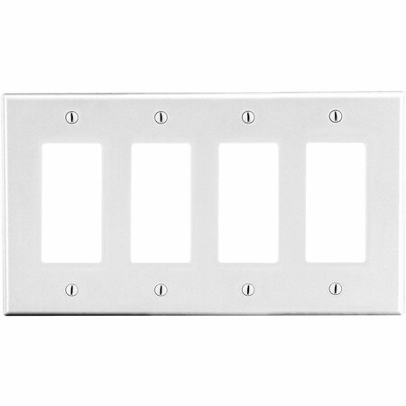 Hubbell Wiring Device-Kellems Wallplate, Mid-Size 4-Gang, 4) Decorator, White PJ264W