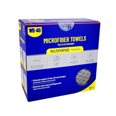 Wd-40 2-in-1 Multipurpose Microfiber Towel - Gray Color, 12PK L40185
