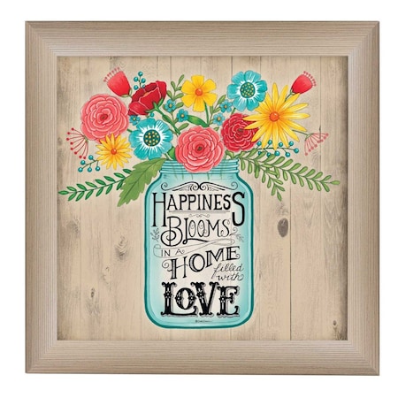 Homeroots Home Filled with Love Brown Framed Print Wall Art 404877