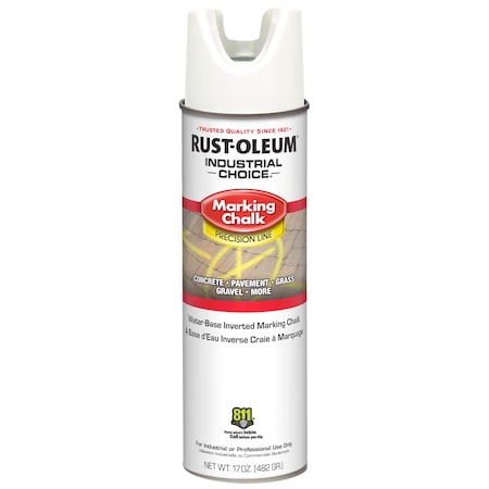 Rust-Oleum Inverted Marking Chalk Aerosol, 17 oz, White, Water-Based 205237