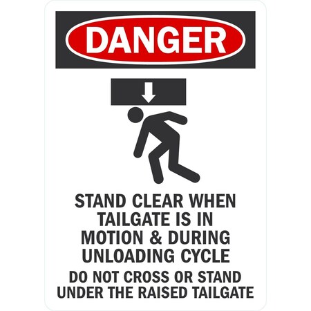Lyle Danger Stand Clear When Tailgate Is In Motion & During, 5x7, Non-Reflective, White G-16915-ND_5x7