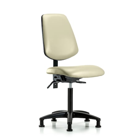 Blue Ridge Ergonomics Vinyl, Polyurethane Foam, Adobe White, 22" to 29" Seat Height, No Arms Arms, Non-Marring Glides BR-VMBCH-MB-RG-T0-A0-NF-RG-8501
