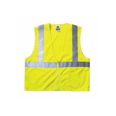 Ergodyne GloWear Safety Vest, 8210Z, Mesh, Class 2, Type R, 2 in Reflective Tape, 2 Pockets, Zipper,  150-21057