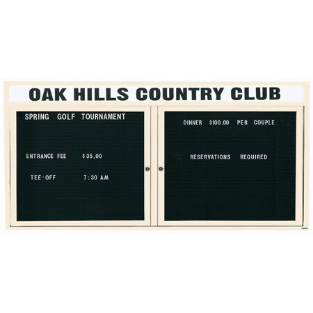 Aarco Outdoor Enclosed Directory w/ Al Frame Header, Powder Coated Ivory, 36''Hx72''W OADC3672HIV