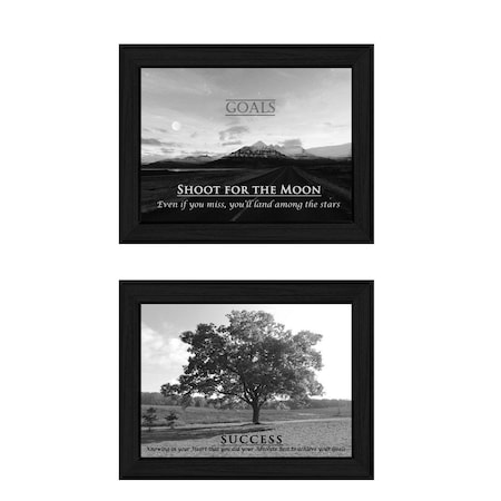 Homeroots Set Of Two Success 2 Black Framed Print Wall Art, 2PK 405756