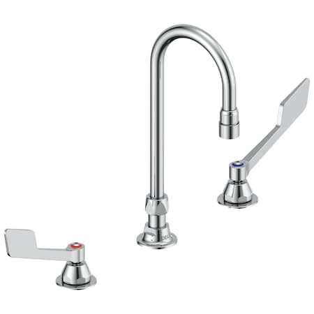 Delta Commercial 23C6 Two Handle Widespread Bathroom Faucet With Gooseneck Spout - Less Pop-Up In Chrome 23C625