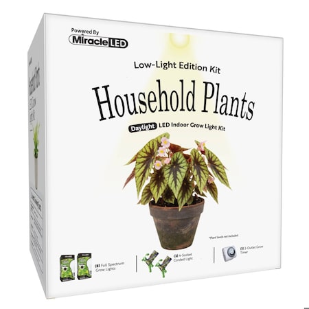 Miracle Led 8W 4KK Low-Light Household Plants 4-Socket Grow Light Kits, 2PK 803415