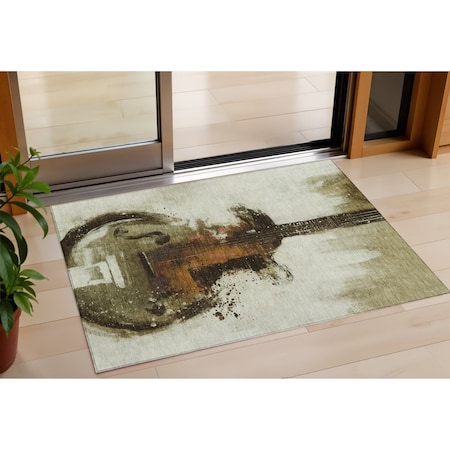 Homeroots 3' X 5' Brown Copper And Charcoal Abstract Washable Indoor Outdoor Area Rug 631149