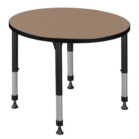 Regency Round Kee Height Adjustable Classroom Activity Table, 30 in W, 30 in L, Noble Oak TB30RNDNOAPBK