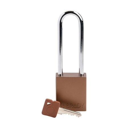 Brady Standard Key Retaining Lockout Aluminum Padlock 3 in Steel Shackle KD Brown SDAL-BRN-76ST-KD