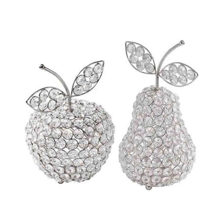 Homeroots 5.5 x 5.5 x 10 in. Manzana Cristal Silver Pear Tabletop 354778