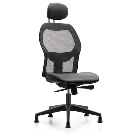 Blue Ridge Ergonomics Mesh Back Chair, Sterling Seat, Head Rest, Glides BR-EXE-VMDHCH-RG-H1-A0-RG-8840