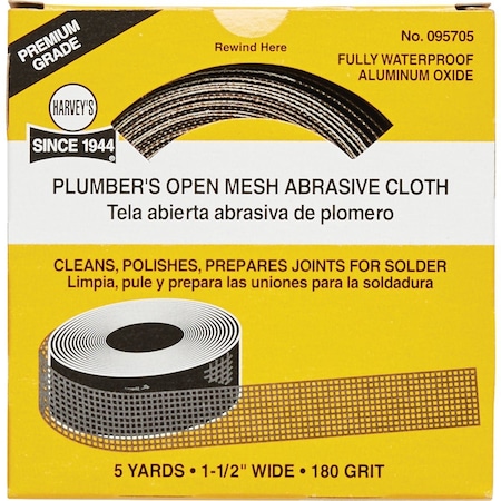 Harvey Tool 1-1/2'' x 6 Yd. 180-Grit Plumbers Open Mesh Abrasive Sand Cloth 95705