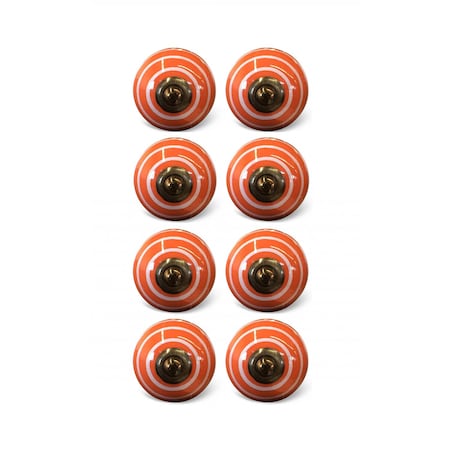 Homeroots 1.5" X 1.5" X 1.5" Bronze White And Orange Knobs, 8PK 321657