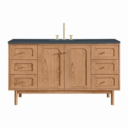 James Martin Vanities Laurent 60 in. Single Vanity, Light Natural Oak, w/ 3 CM Charcoal Soapstone Quartz Top 545-V60S-LNO-3CSP