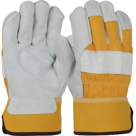 Pip Superior Grade Split Cowhide Leather Palm Glove with Canvas Back, Rubberized Safety Cuff, 12PK 500Y/M