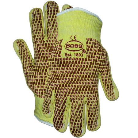 Boss Aramid/Cotton Seamless Knit Hot Mill Glove w/Cotton Liner and Dbl-Sided Nitrile Coating, Knitwrist 1TN4100KB