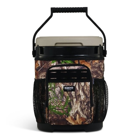 Igloo Cooler Bucket, 14.96 in W, 14.96 in D, 17.32 in H, 20 qt, Polyester, Realtree Edge Body 63550