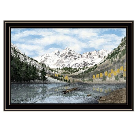 Homeroots Snowy Mountain Landscape  Black Framed Wall Art 572033