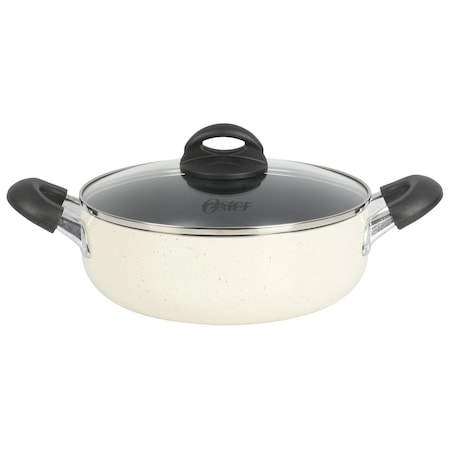Oster Clairborne 6.9 Quart Nonstick Aluminum Caldero with Lid in Linen 142246.02