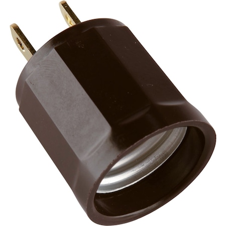 Leviton 600W 125V Brown Outlet to Light Socket Adapter 007-61