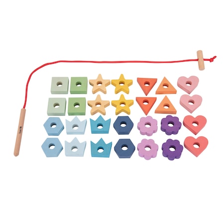 Tickit Rainbow Wooden Lacing Shapes 73564