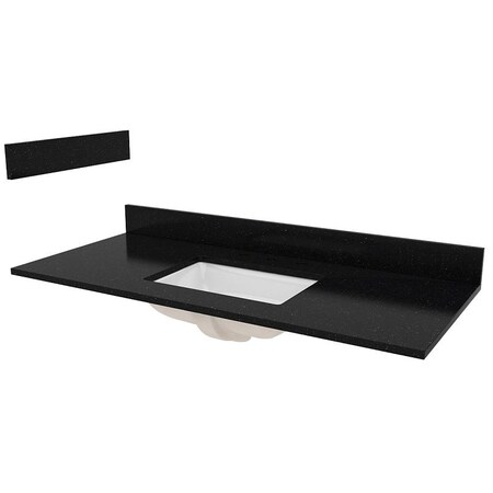 Craft + Main Vanity Top, 49 in OAL, 22 in OAW, Granite/Vitreous China, Black Galaxy ST49228BGR