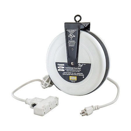 Hubbell Wiring Device-Kellems ExtensionCordReel, Yellow, 30ft, 16AWG HBLC30163TT