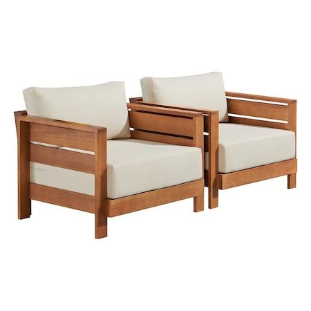 Alaterre Furniture Barton Weather-Resistant Outdoor Patio Arm Chair with Stain and Fade-Proof Cushions, 2PK 80-OUTD-WD-CH-SET1