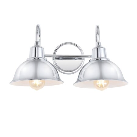 Jonathan Y Frisco 17.25" 2-Light Farmhouse Industrial Iron LED Vanity, Chrome JYL7482A