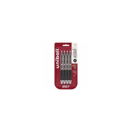 Uniball uniballTM 207 Gel Pen, 0.7 mm Medium Pen Point, Refillable, Retractable, Black Ink, Gel-based, 6PK 33960PP