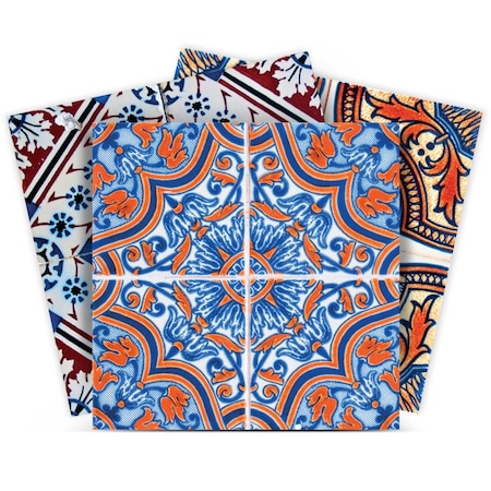 Homeroots 7" X 7" Blue Warm Tones Mosaic Peel and Stick Tiles 400258