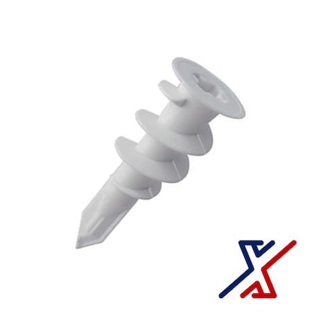X1 Tools 1 3/8" Long Nylon / Plastic Drywall Anchor, 1 Anchor X1E-CON-ANC-DRY-0100x1