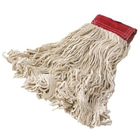 Rubbermaid Commercial 5 in String Wet Mop, 18 oz Dry Wt, Side Gate Connection, Looped-End, White, Cotton, PK6 FGD15306WH00