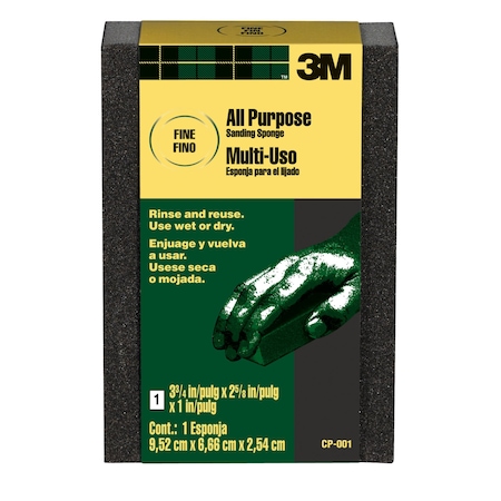 3M General Purpose Sanding Sponge, Block, 3 3/4 in x 2 5/8 in x 1 in, Fine, Bulk, 250PK CP-001A