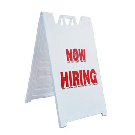 Signmission Now Hiring, A-Frame & 2 Decals Installed, Heavy-Duty Plastic Frame SBHD-D-2436-Now Hiring